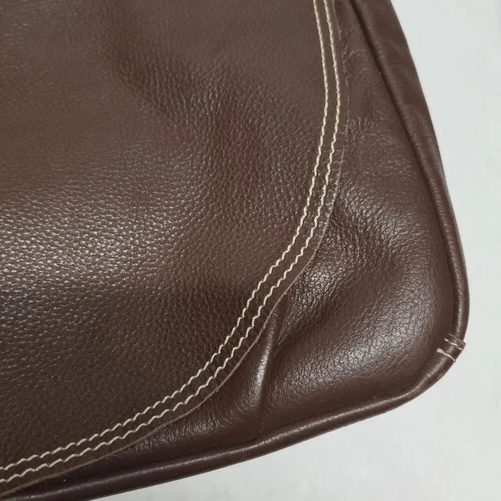 Custom Made Genuine Brown Leather Laptop Messenger Bag Handcrafted